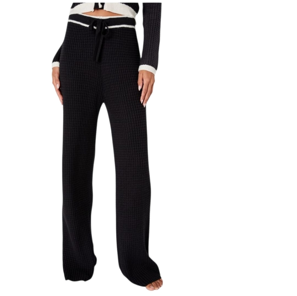 Lulus Black Knit Wide Leg Pants | Size M
